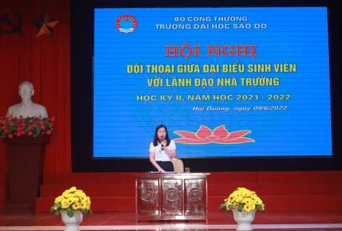 Hội nghị đối thoại giữa đại biểu sinh viên với lãnh đạo nhà trường học kỳ II,  năm học 2021-2022