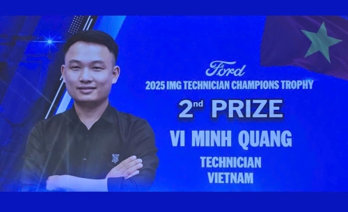 Cựu sinh viên Khoa Ô tô, Trường Đại học Sao Đỏ, Vi Minh Quang: Tổ trưởng tổ sửa chữa chung công ty Ford Quảng Ninh - giải Nhì cuộc thi kỹ thuật Ford quốc tế