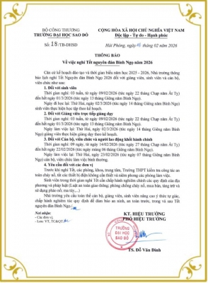 Thông báo về việc nghỉ Tết nguyên đán Bính Ngọ năm 2026