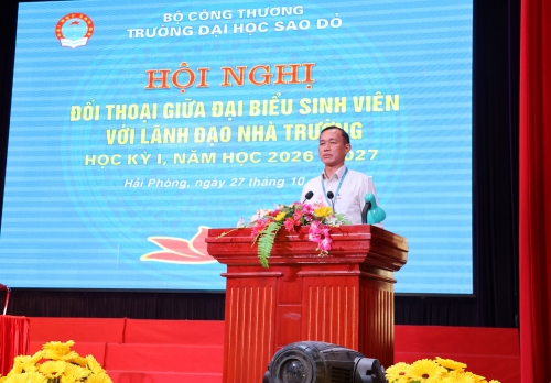 Trường Đại học Sao Đỏ tổ chức Hội nghị đối thoại giữa đại biểu sinh viên với lãnh đạo Nhà trường học kỳ I, năm học 2026–2027