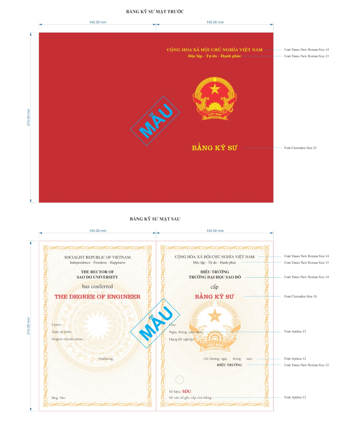 3 Mẫu bằng Kỹ sư SDU